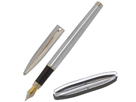 Ручка BRAUBERG 143481 перьевая "Ballet", СИНЯЯ, корпус серебистый с хромированными деталями