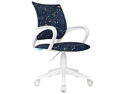 Кресло Helmi HL-K95 R (W695) "Airy", спинка сетка/сиденье ткань с рисунком зодиак т.синий, пиастра, пластик белый