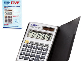 Калькулятор Staff карманный STF-1008 металлический, 8 разрядов, двойное питание, 103х62мм