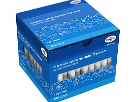 Набор мелков шк. 100шт. белый Гамма 2308194 мягкие, круглые, картонная коробка