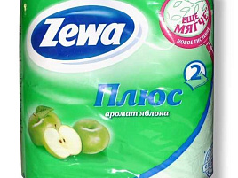 Туалетная бумага Зева плюс 4шт.аром.Яблоко 2-х сл.(зеленая)