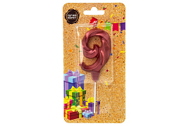 Свеча-цифра "9" Театральная красный металлик 5,5см 3349