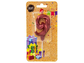 Свеча-цифра "9" Театральная красный металлик 5,5см 3349