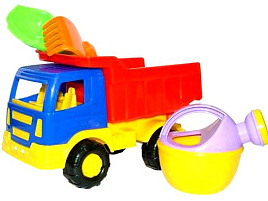 Автомобиль 9011 Салют самосвал+грабли№2, совок№2,лейка№3