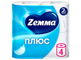 Туалетная бумага Zemma плюс 4шт.белая 2-х сл.4шт.