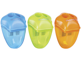 Точилка Berlingo 15004 пластиковая "Spike XL", 2 отверстия, контейнер, ассорти, дисплей