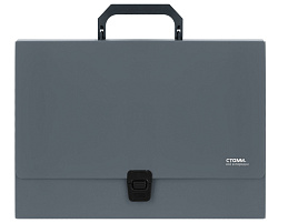 Портфель пласт. Стамм ММ-30698 1 отделение А4, 600мкм, на замке, пластик, серый