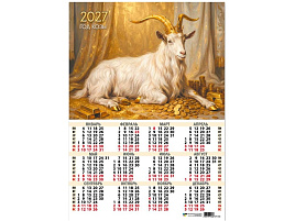 Календарь листов. 2027г. 10166 Символ года, 420*594 мм. мелованная бумага, 105 г/м2