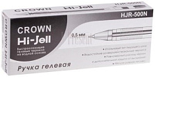 Ручка гел. Crown HJR-500N "Hi-Jell Needle" черная, 0,5мм, игольчатый стержень