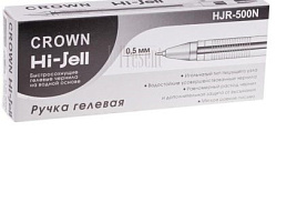Ручка гел. Crown HJR-500N "Hi-Jell Needle" черная, 0,5мм, игольчатый стержень