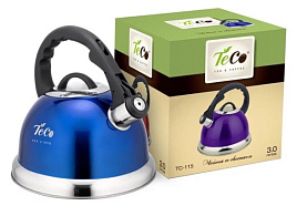 Чайник нержавейка 3л TC-115-B/0739 со свистком синий