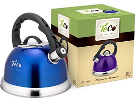 Чайник нержавейка 3л TC-115-B/0739 со свистком синий