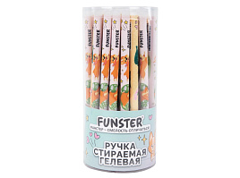 Ручка Пиши-Cтирай FUNSTER 144410 "CUTE ANIMALS", синяя, гелевая с принтом корпус ассорти, игольчатый наконечник 0,5 мм, линия 0,35мм