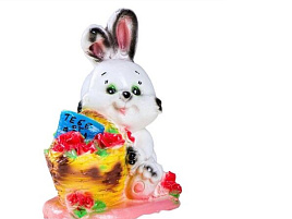 Копилка Заяц с корзиной мал. 23см