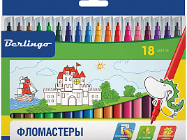 Фломастеры 18цв. Berlingo WP00218 "Замки" картон. уп., европодвес