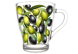 Кружка стекло 250мл 1649-д Оливки