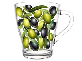 Кружка стекло 250мл 1649-д Оливки