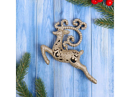 Подвеска пластик Олень 6947604 бегущий золото 11см