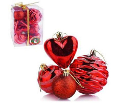 Набор новогодних украшений S1300-1 красный 12шт