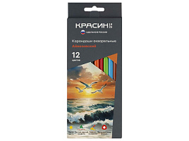 Карандаши цветные 12цв. Красин КР-121000 акварельные "Айвазовский", трехгран., заточен., картон, европодвес