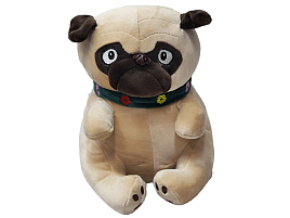 Мягкая игрушка Собачка Мопс сидячая гладк. 30см 777В