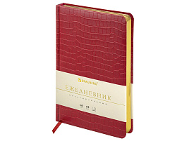 Ежедневник А5 BRAUBERG 123840 недат. "Comodo", под мат.кр.кожу,160л,красн,крем.бл,зол.срез