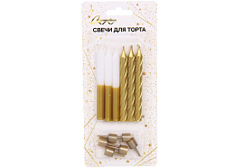 Свечи для торта 448-628 Изящный стиль золото 6шт