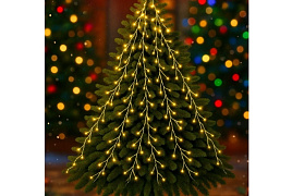 Электрогирлянда проволока 3м 600ламп конский хвост желтая А-5