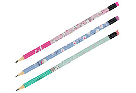 Карандаш ч/гр MESHU MS_58142 "Kittens", HB, заточен., с печатью, с ластиком, ассорти, туба