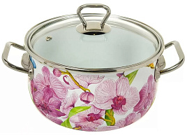 Кастрюля эмаль 5,1л 15116/1048 Орхидея