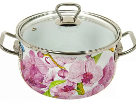 Кастрюля эмаль 5,1л 15116/1048 Орхидея