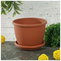 Кашпо цветочное 1,1л Афина М6488 коричневый с/п