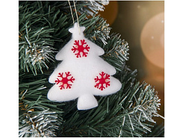 Подвеска текстиль Елочка в снежинках 3544157 6,5*8см