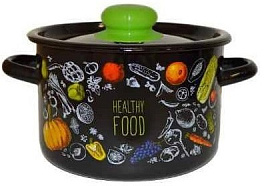 Кастрюля эмаль 4,5л 1с17c Healthy food черная Северсталь
