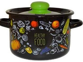 Кастрюля эмаль 4,5л 1с17c Healthy food черная Северсталь