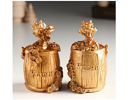 Статуэтка 9491413 Бронзовый дракон в бочке с монетами