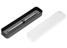 Ручка Luxor 8145/box шариковая "Cosmic" синяя, 1,0мм, корпус хром, кнопочный механизм, футляр