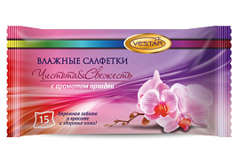 Влажные салфетки Вестар М 15шт.Освежающие Орхидея