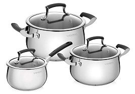 Набор кастрюль нержавейка 3пр (3,6+6,1+1,9ковш) VS1520 Vensal