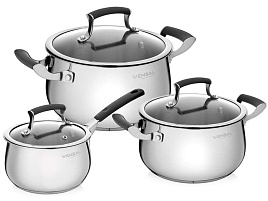 Набор кастрюль нержавейка 3пр (3,6+6,1+1,9ковш) VS1520 Vensal