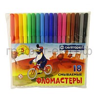 Фломастеры 18цв. Centropen 7790 1886 "Пингвины", смываемые, ПВХ