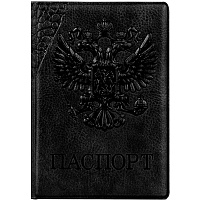 Обложка на паспорт OfficeSpace 311118 "Герб", кожзам, черный