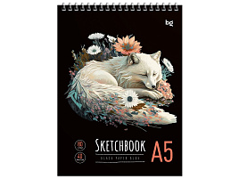 Скетчбук BG СА540гр_58726 40л., А5 "Arctic fox", на гребне, черный блок, 80г/м2