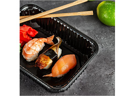 Одноразовый контейнер 0,75л(186*132)+крышка черный ЮУПМ7326