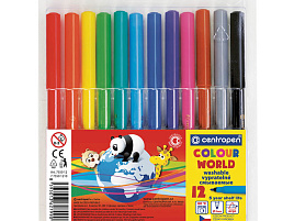 Фломастеры 12цв. Centropen 7550/12/1284 "Colour World" трехгранные, блистер, европодвес