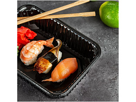 Одноразовый контейнер 0,5л(186*132 )+крышка низкий черный 7347