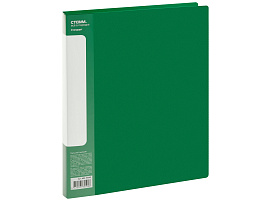 Папка 2 кольца СТАММ ММ-30590 "Стандарт" А4, 25мм, 700мкм, пластик, зеленая