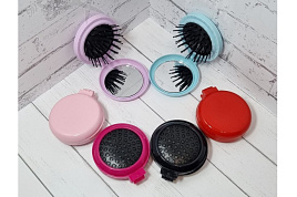 Зеркало карманное + расческа круг 8596