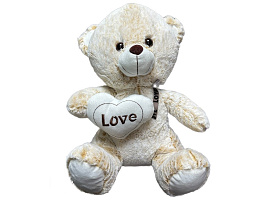 Мягкая игрушка Мишка песцовый с сердцем в лапке 40см 99В