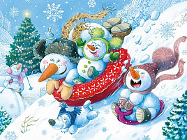 НГ Пазл 35эл. Снеговички на горке 91489